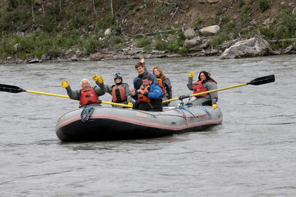 the two RV Gypsies and family whitewater rafting